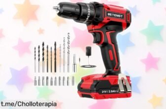 Taladro percutor y atornillador a batería 21V BETENST con 23 accesorios para bricolaje, ¡aprovecha el precio tirado y no dejes escapar esta oportunidad única!