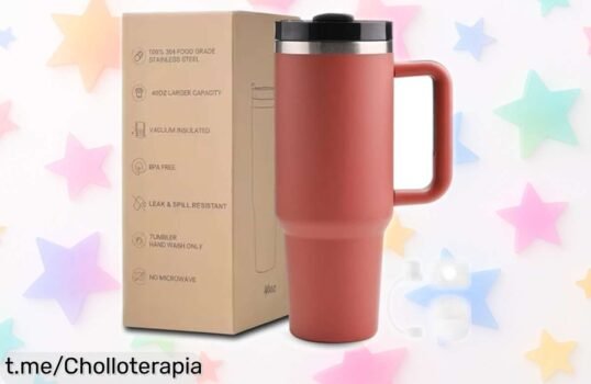 Taza térmica de acero inoxidable grande que mantiene tu bebida perfecta todo el día, precio locura y unidades volando ¡Hazla tuya antes de que desaparezca!