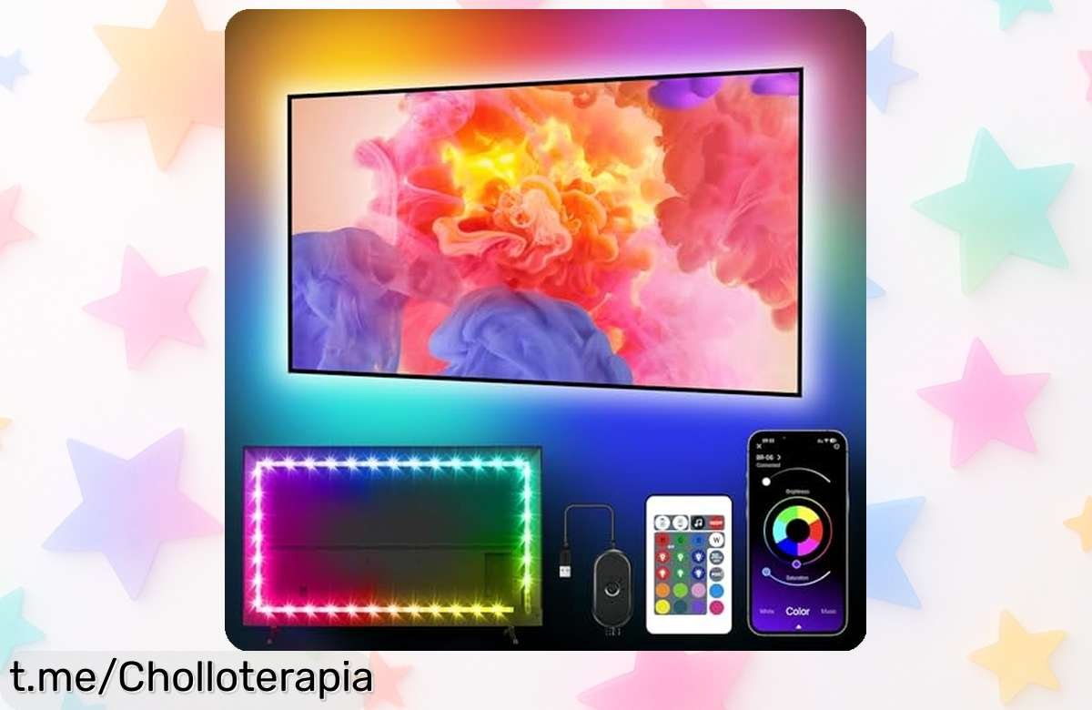 Tira de luces LED Nexillumi para TV grande: el ambiente perfecto con 16 millones de colores y mando incluido, ¡aprovéchalo antes de que se acabe!