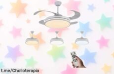 Ventilador de techo Mi Ko Mi Ka con mando y motor silencioso a precio loco, ¡ofertón! Dale rollo a tu habitación y disfruta del aire fresco ya.