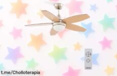 Ventilador de techo con luz LED y mando a distancia, ¡rebaja brutal en su precio que no te puedes perder! Dale frescura y estilo a tu hogar antes de que se agoten las unidades.