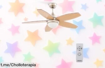 Ventilador de techo con luz LED y mando a distancia, ¡rebaja brutal en su precio que no te puedes perder! Dale frescura y estilo a tu hogar antes de que se agoten las unidades.