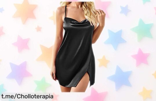 Vestido de satén con tirantes y escote sexy que resalta tu figura, precio rebajado ¡es el momento perfecto para brillar en tus noches especiales!