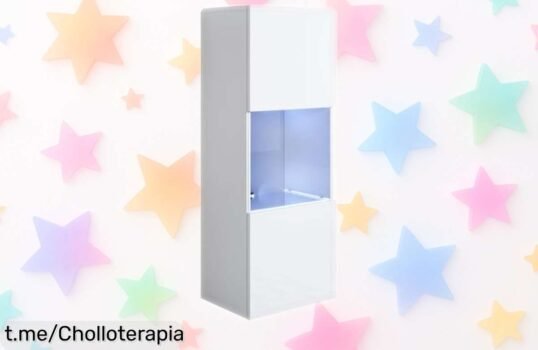 Vitrina colgante Luke V3 de MB Muebles Bonitos con luz LED, ordena tu salón ya y llévate esta oferta increíble que iluminará tus mejores momentos. ¡No te quedes sin ella!