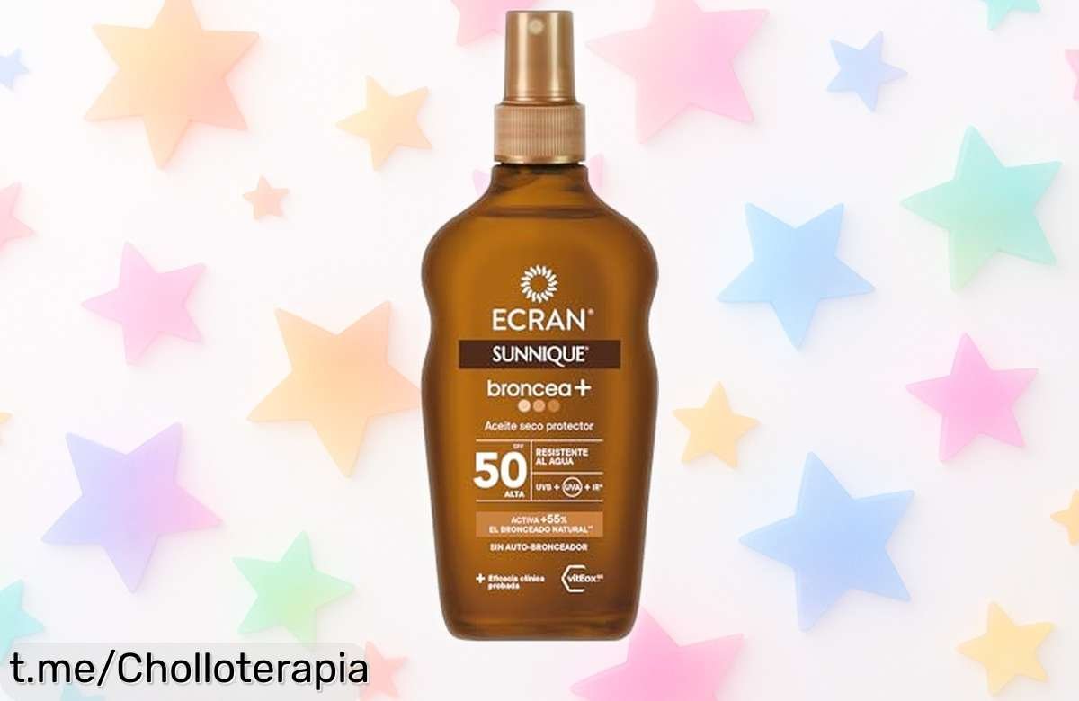 Aceite protector solar Ecran Sunnique FPS 50, sublime chollo para broncearte e hidratarte sin quemaduras. ¡Aprovecha este ofertón y siente el sol como nunca antes!