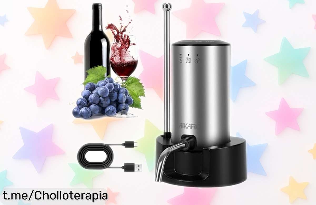 Aerador eléctrico recargable AIKARO que transforma tu vino al instante. ¡Aprovecha este ofertón y brinda con sabor sin complicaciones!