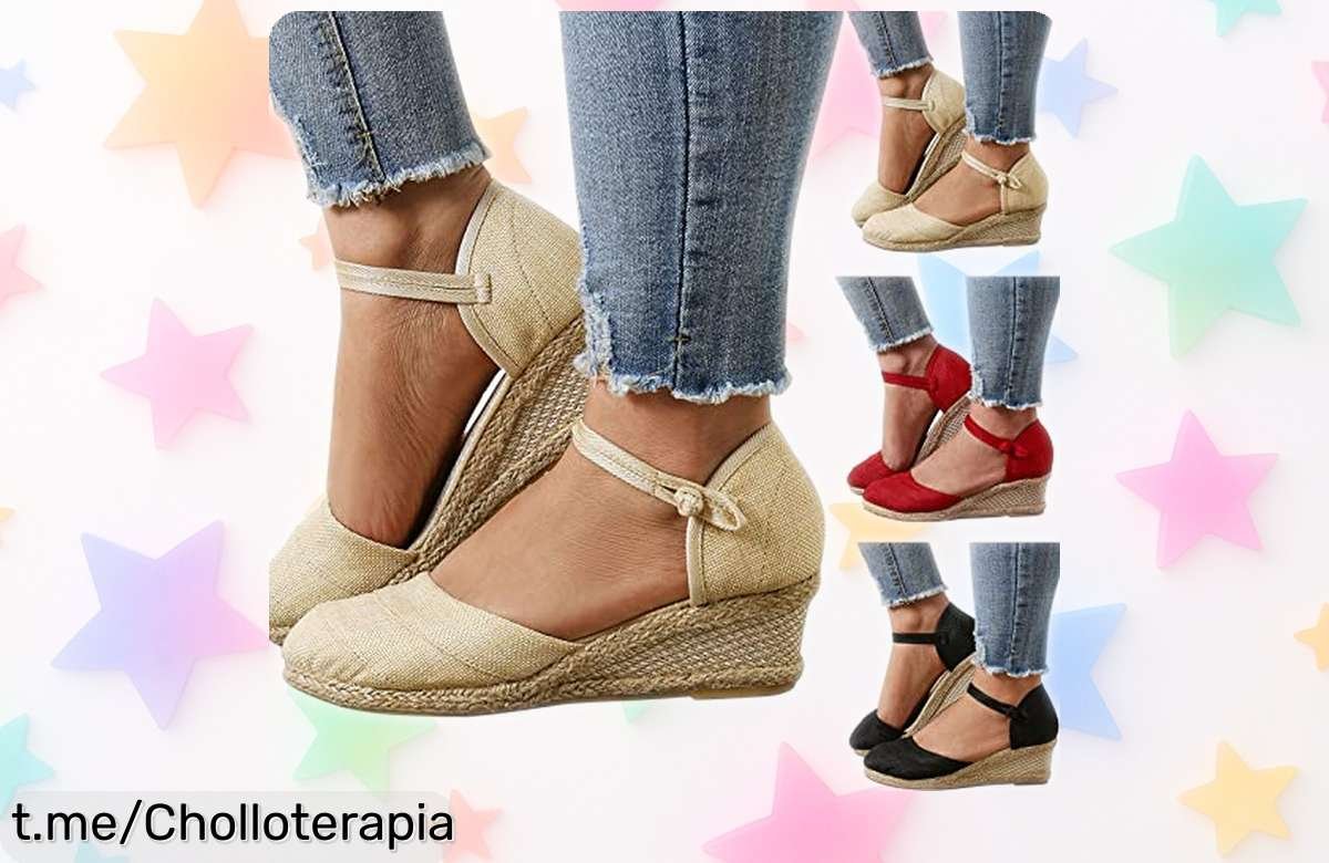 Alpargatas de mujer con cuña y cierre de hebilla, ¡aprovecha el precio loco y luce siempre elegante sin complicaciones! No esperes más, atrévete a brillar.