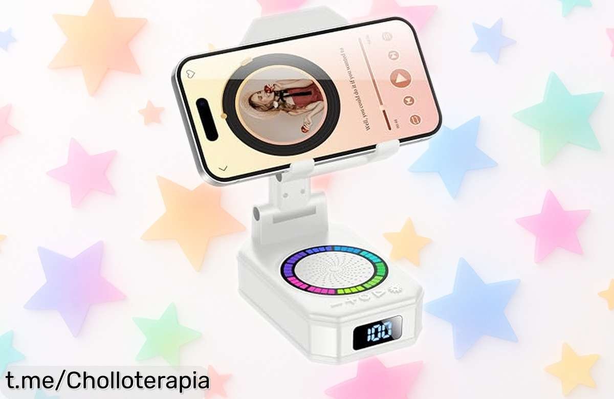 Altavoz Bluetooth Buwy 6 en 1 con soporte plegable y despertador digital, ¡chollazo a precio de risa! Lleva tu música donde quieras y despierta cada día disfrutando.