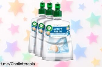 Ambientador Air Wick Active Fresh en pack de 3 recambios con aroma a brisa marina, precios nunca vistos que mantienen tu hogar fresco y libre de químicos. No te lo pierdas ya misma.