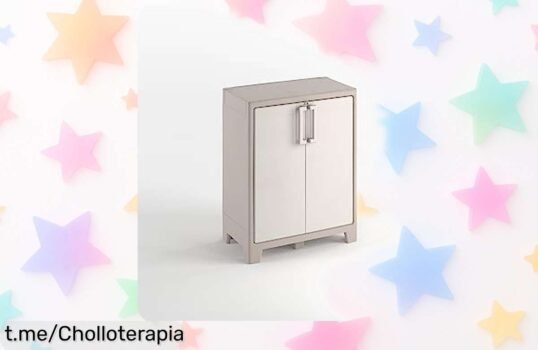 Armario bajo de resina Keter Gulliver con puertas y baldas ajustables, un ofertón resistente al agua y polvo que ¡no te puedes perder para ordenar tu espacio!