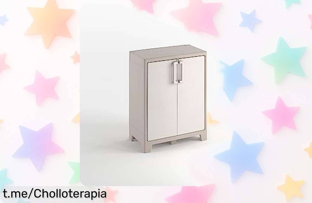 Armario bajo de resina Keter Gulliver con puertas y baldas ajustables, un ofertón resistente al agua y polvo que ¡no te puedes perder para ordenar tu espacio!