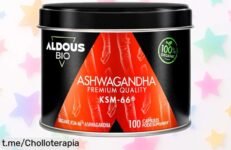 Ashwagandha KSM66 ecológica en cápsulas ALDOUS a un precio increíble; energía, mejor ánimo y sueño reparador en solo 100 días, no dejes pasar este chollo que te hará sentir genial.