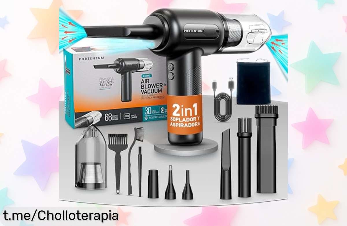 Aspirador y soplador portátil Portentum 2 en 1: ¡Un precio que está regalado por tu hogar limpio! No te lo pienses más, es el momento de actuar.