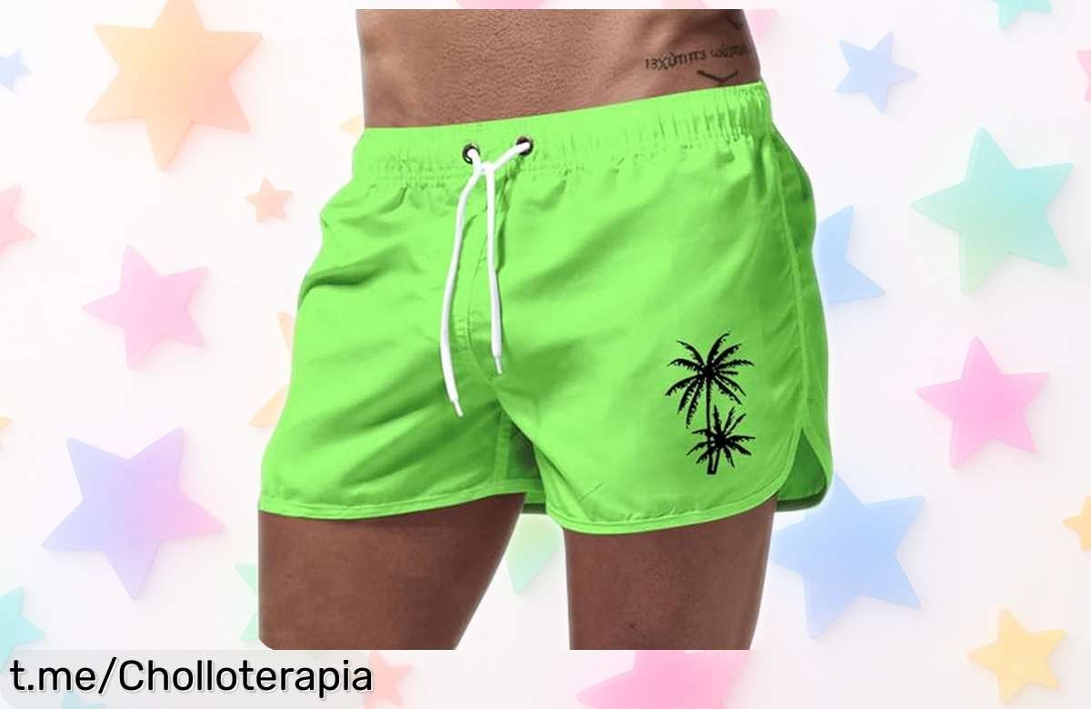 Bañador corto de hombre ideal para surf y playa: ¡precio de risa con el cupón! Prepárate para lucir en el agua sin complicaciones, aprovecha esta oportunidad.