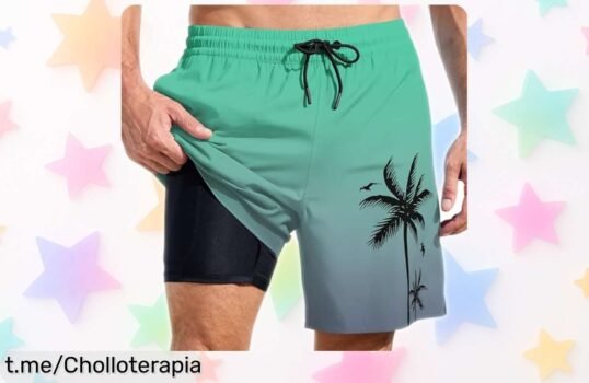 Bañador largo de hombre con doble capa y bolsillos, un ofertón increíble para la playa o piscina que no puedes dejar pasar ¡Apúntate a lucir genial en tus días soleados!