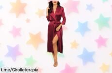 Bata larga de seda Ekouaer con bolsillos, el ofertón que estabas esperando para brillar en bodas y eventos especiales sin complicaciones. ¡No te quedes sin la tuya!