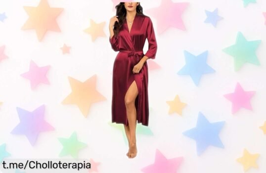 Bata larga de seda Ekouaer con bolsillos, el ofertón que estabas esperando para brillar en bodas y eventos especiales sin complicaciones. ¡No te quedes sin la tuya!