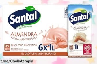 Bebida vegetal de almendra Santal en pack de 6 litros, cremosa y sin azúcares a precio regalado: ¡aprovéchalo antes que desaparezca y sorprende tus mañanas!