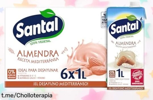 Bebida vegetal de almendra Santal en pack de 6 litros, cremosa y sin azúcares a precio regalado: ¡aprovéchalo antes que desaparezca y sorprende tus mañanas!