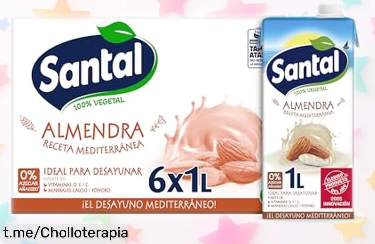 Bebida vegetal de almendra Santal en pack de 6 litros, cremosa y sin azúcares a precio regalado: ¡aprovéchalo antes que desaparezca y sorprende tus mañanas!