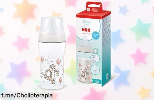 Biberón anticólicos NUK Perfect Match con control de temperatura, ¡ofertón que hace sonreír a papás y bebés! Aprovecha esta gran oportunidad antes de que se acabe.