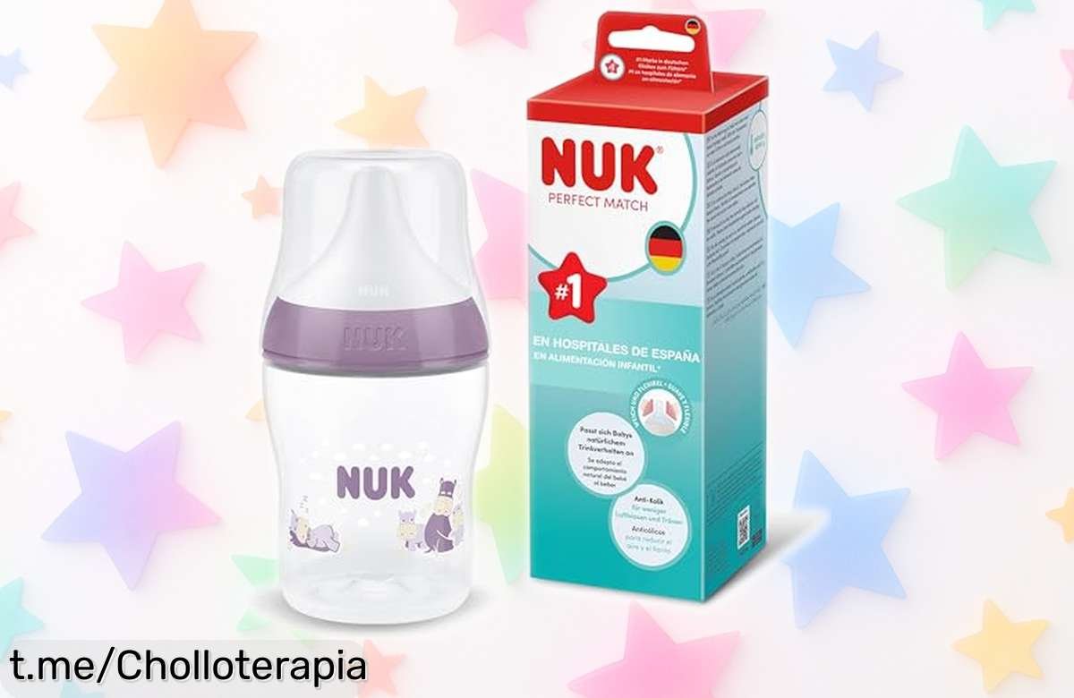 Biberón anticólicos Nuk Perfect Match que imita el pecho de mamá, ideal para tu bebé: las noches tranquilas están a un clic con este ofertón que no te puedes perder.