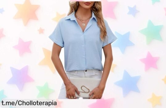 Blusa elegante de manga corta con cuello en V para mujer, un básico versátil que se lleva todo por un precio loco que te dejará sin palabras. ¡No lo pienses más y hazla tuya ya!