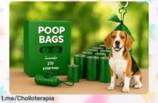 Bolsas biodegradables extra gruesas para cacas de perro con dispensador y clip, ¡270 unidades a precio de ganga que no puedes dejar pasar!
