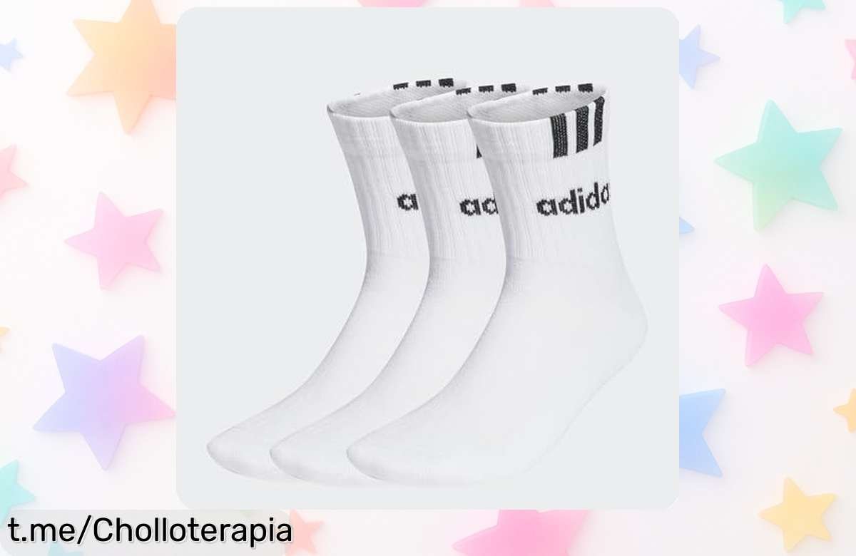 Calcetines adidas super chollo: pack de 3 pares con refuerzo duradero que aguanta el día entero. No dejes pasar esta oferta única para cuidar tus pies. ¡Aprovecha ya!