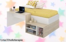 Cama juvenil con escritorio y estantes KRIC Dekit: un diseño moderno a precio regalado, ¡aprovecha esta oferta única antes de que se acabe!
