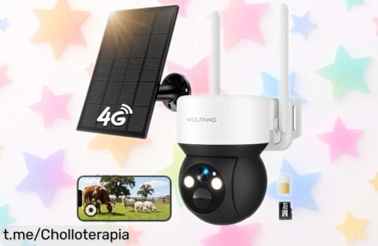 Cámara de seguridad solar WOLFANG 4G a precio loco: graba en HD 2.5K y escucha lo que sucede, ¡no pierdas la oportunidad de proteger tu hogar ya!