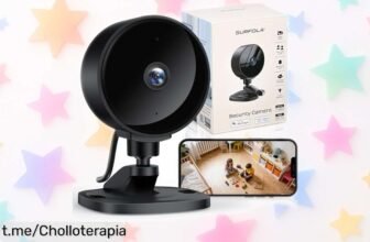 Cámara de vigilancia interior Surfola 1080P con visión nocturna y detección de movimiento a un precio brutal, ¡vigila lo que más quieres desde tu móvil ya!