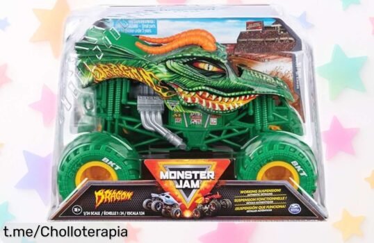 Camión Monster Jam a escala 1:24 con suspensión real y neumáticos de goma, ¡aprovecha este super chollo antes que se agote y sorprende a los peques en casa!