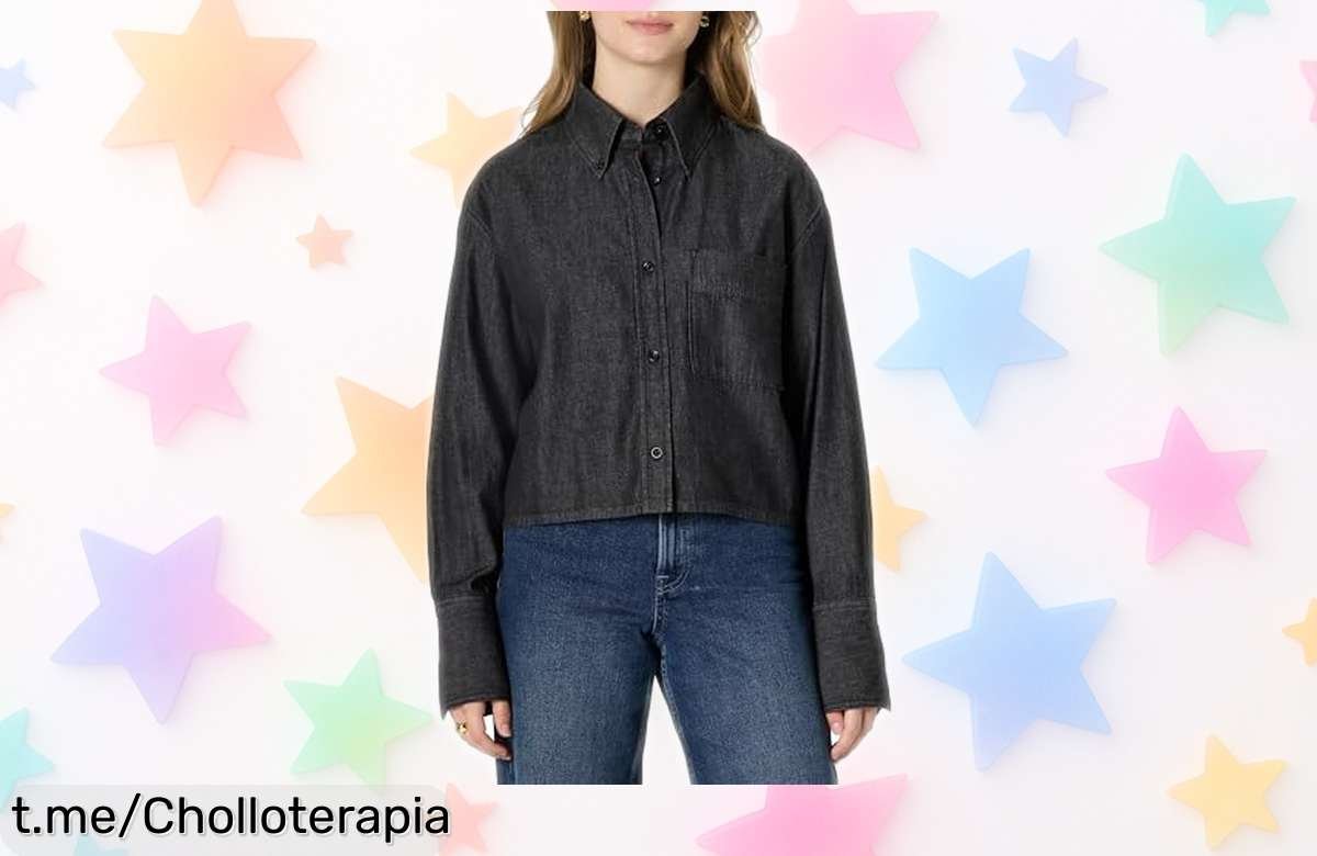 Camisa corta de mezclilla Amazon Essentials para mujer, ¡un super chollo a precio regalado! No dejes escapar esta moda que te hará lucir espectacular y cómoda.