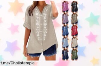 Camisa de mujer estilo vintage en algodón y lino, ¡rebajada a un precio que no podrás creer! Aprovecha ya esta oportunidad única para lucir espectacular.