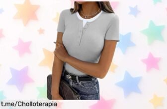 Camiseta básica de mujer Wayleb con botones, calidad que resiste lavados y precio loco para renovar tu armario. ¡No dejes pasar esta oportunidad única!