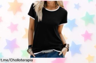 Camiseta básica para mujer de corte suelto y cuello redondo a precio muy bajo, ¡no vas a creer lo fresca y versátil que es! Aprovecha este chollazo antes de quedarte sin ella.