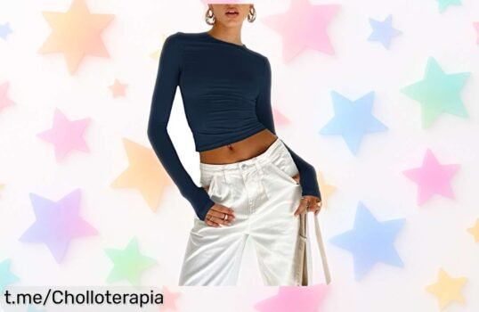 Camiseta corta de manga larga Y2K que realza tus curvas a un precio tirado, ¡hazte notar en la fiesta o casual con este super chollo antes de que se agote!