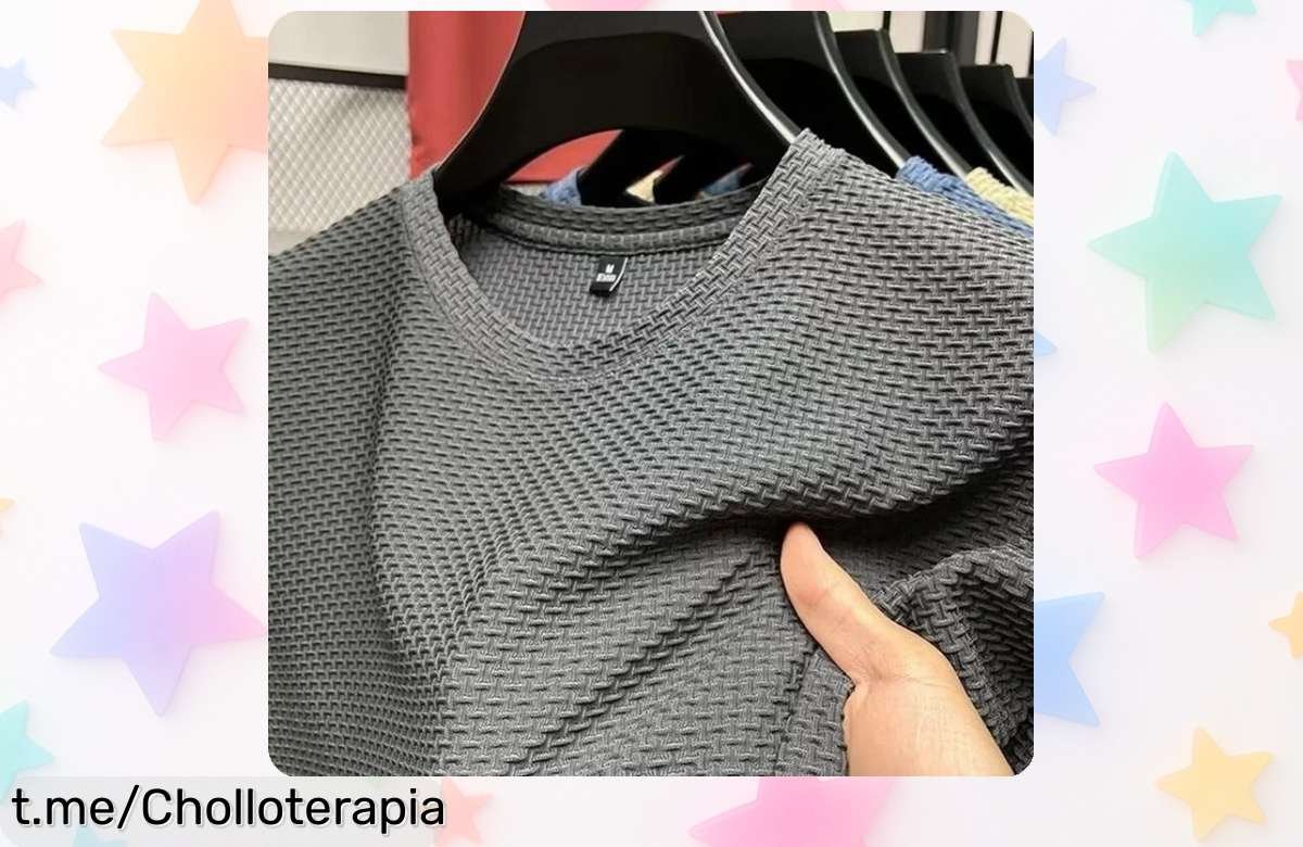 Camiseta de malla tipo seda fría para hombre, ¡un ofertón que te mantiene fresquito y ligero! Aprovecha el precio rebajado. ¿Te la vas a perder?