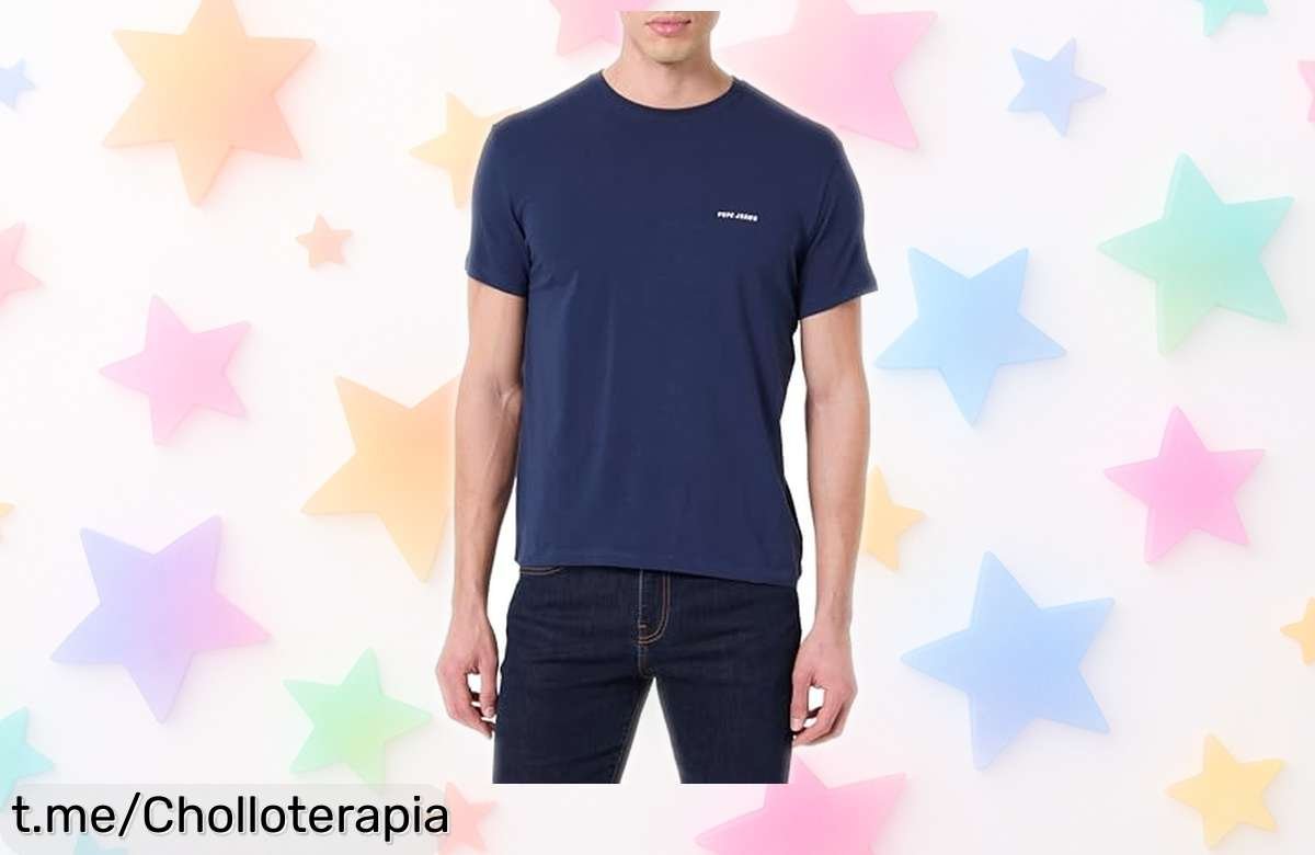 Camiseta elástica para hombre Pepe Jeans con logo que mola, ¡ahora a precio de risa! No esperes más y luce estilo sin compasión.