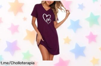 Camisón de algodón con estampado de corazones, suave y elegante; ¡no te pierdas este ofertón que superará tus expectativas en estilo!