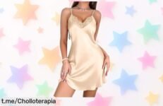 Camisón de mujer Marvmys en seda y encaje con tirantes, suavidad irresistible a un precio regalado; dale un toque sexy a tus noches antes que se agote.