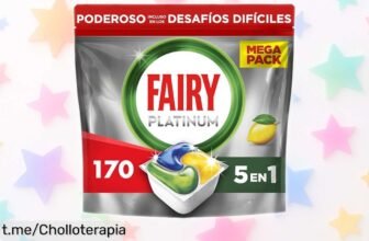 Cápsulas Fairy Platinum Limón todo en uno, pack de 170 a un precio loco que hará brillar tu cocina y despejar tus platos con un aroma fresco irresistible. ¡Compra ya antes de que se agoten!