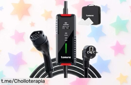 Cargador portátil Tomons Tipo 2 para coche eléctrico: ¡carga hasta 1.5 veces más rápido! Aprovecha este chollo que te hará sentir la energía por menos, solo hoy.
