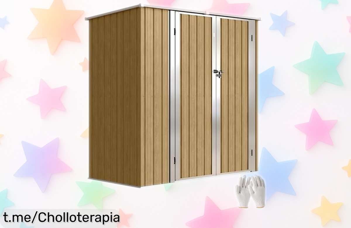 Caseta de jardín metálica Outsunny a precio regalado, resistente al clima y con puertas bloqueables para que tus herramientas estén siempre seguras. ¡Hazte con ella antes de que desaparezca!