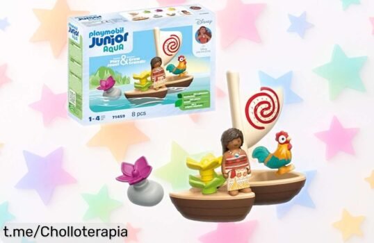 Catamarán de Vaiana PLAYMOBIL Junior con flores flotantes y un gallo a precio rebajado, el juguete que hará que tus peques se diviertan mientras aprenden sin parar.