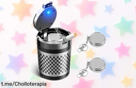 Cenicero para coche Chingde con luz LED automática, ¡tienes que aprovechar este pedazo de chollo! Mantén tu auto limpio y sin olores, solo hasta agotar existencias.