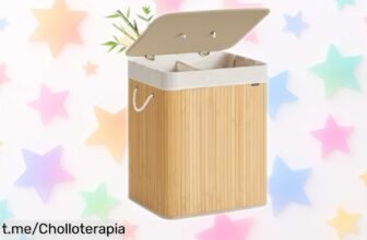 Cesto de ropa sucia SONGMICS: Ofertón resistente con tapa y dos compartimentos para una colada sin líos, ¡aprovecha el precio loco y mantén tu hogar ordenado!