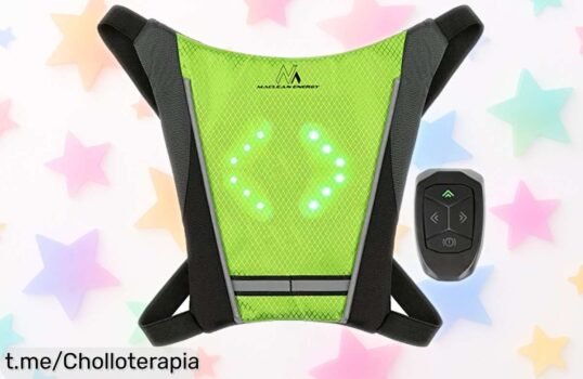 Chaleco de seguridad Maclean MCE420 con luces LED y control remoto, ¡rebajado a un precio de escándalo para que vayas seguro en cada pedalada! No te lo pierdas.