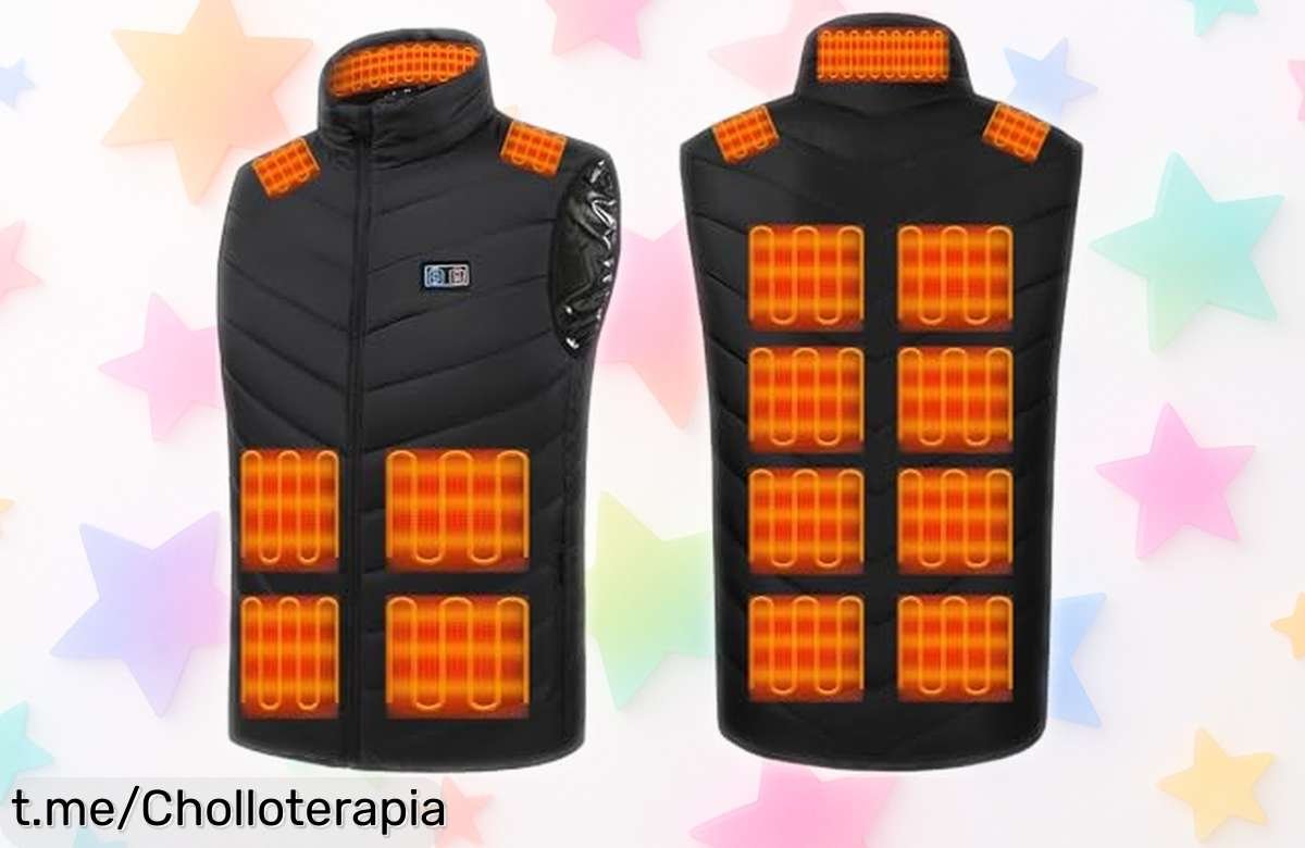 Chaleco térmico Monave con 15 almohadillas que calientan al instante, ideal para moto o pesca: ¡ofertón deslumbrante que no querrás dejar escapar!